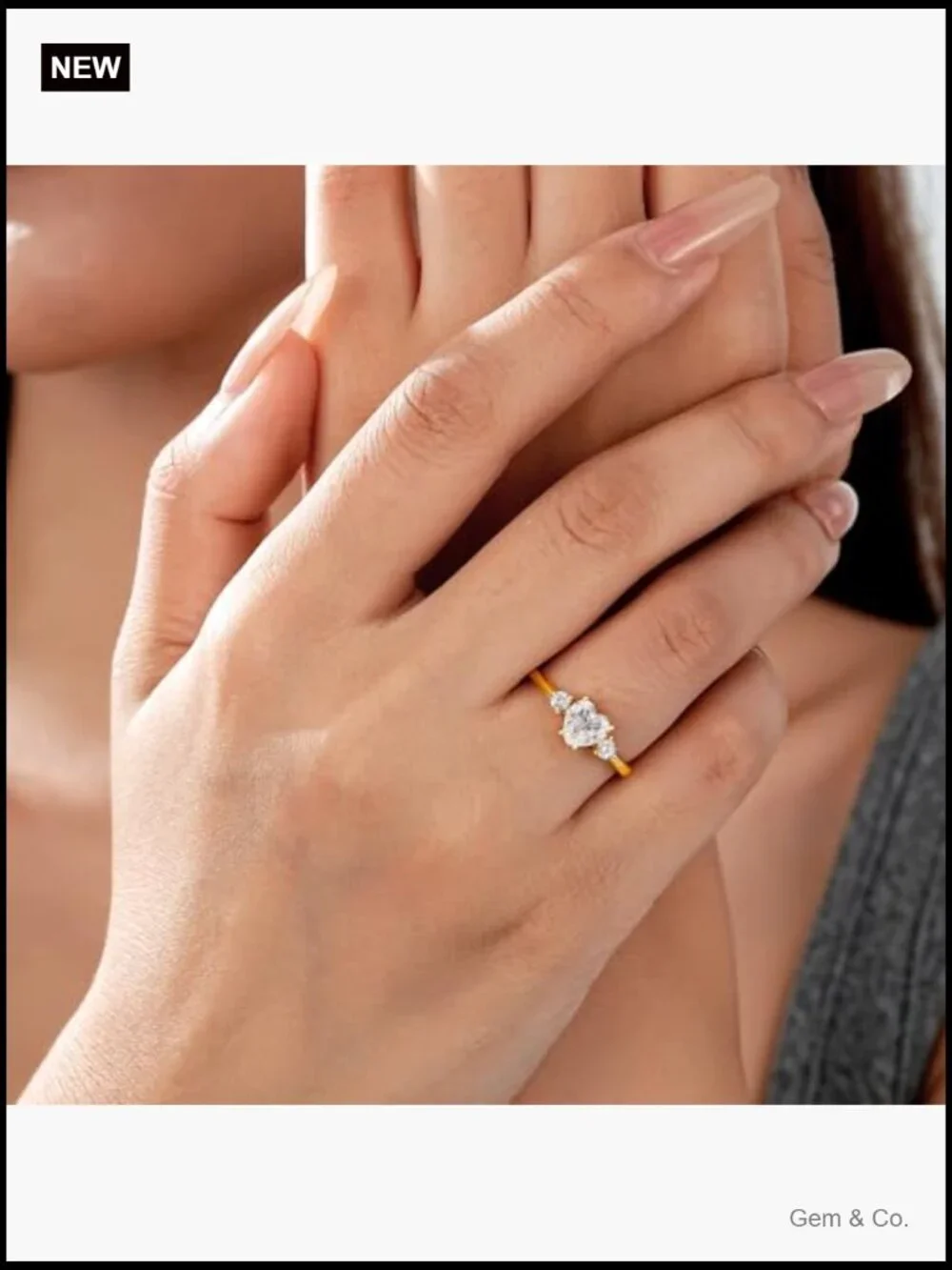 1.14ct Heart Cut Moissanite Engagement Ring S925 Sterling Silver